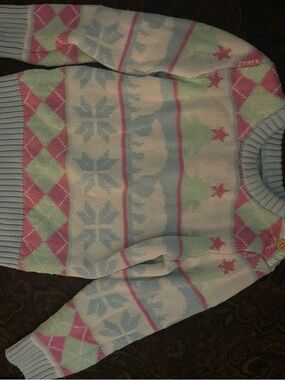 Holiday Time Polar Bear Sweater in Pink, Light Blue, Mint & Cream